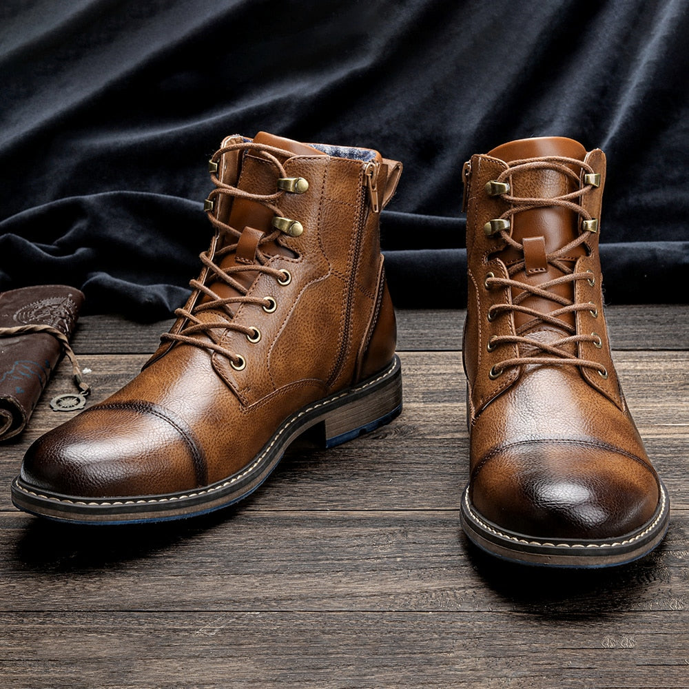 Timeless Retro Leather Zipper Men Boots