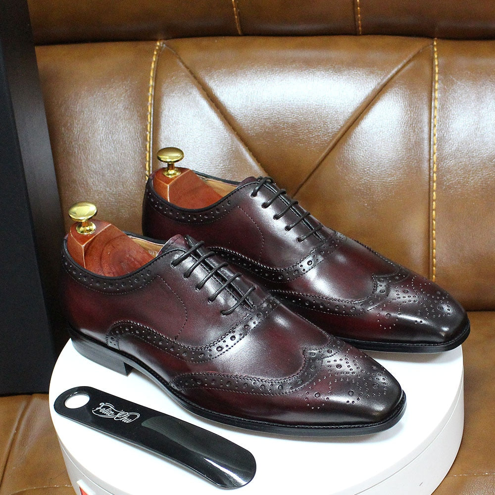 Traditional Handmade Wingtip Leather Brogue Shoes