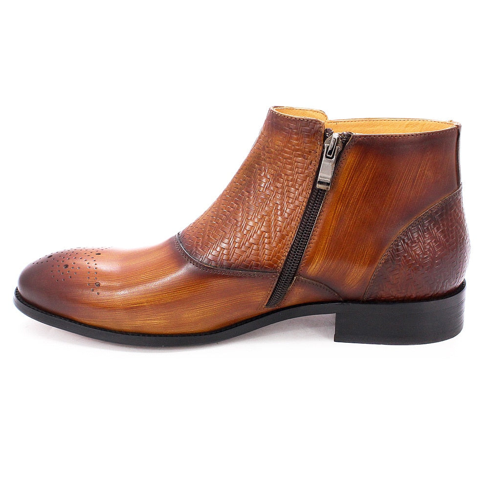 Bottines à double boucle en cuir véritable faites à la main