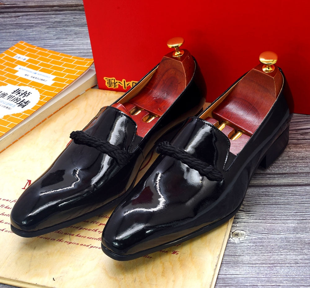 Black Patent Leather Loafers Shoes