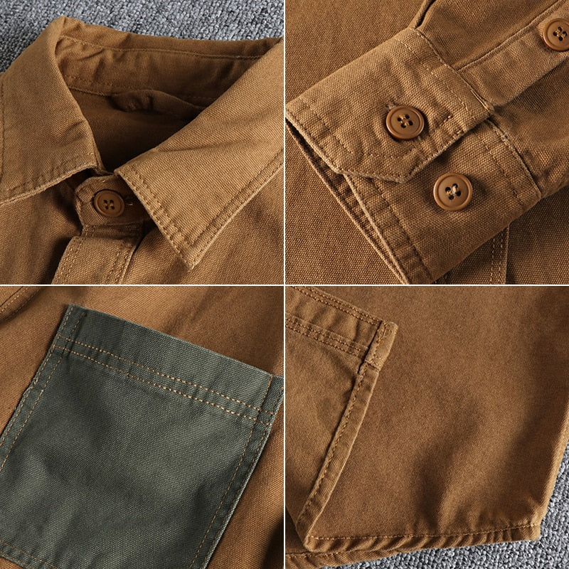 Camisa de algodón con parche en la manga