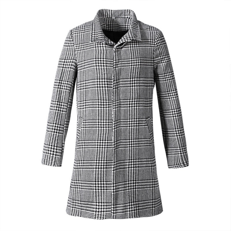 Small Plaid Long Trench Windbreaker Coat