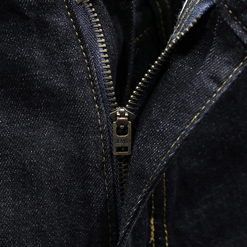 Japanese Beats Classic Embroidery Men Slim Fit Jeans