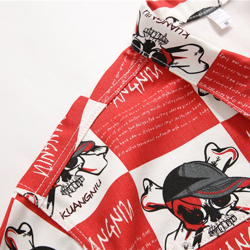 Veste à carreaux Skull pour hommes coupe vintage