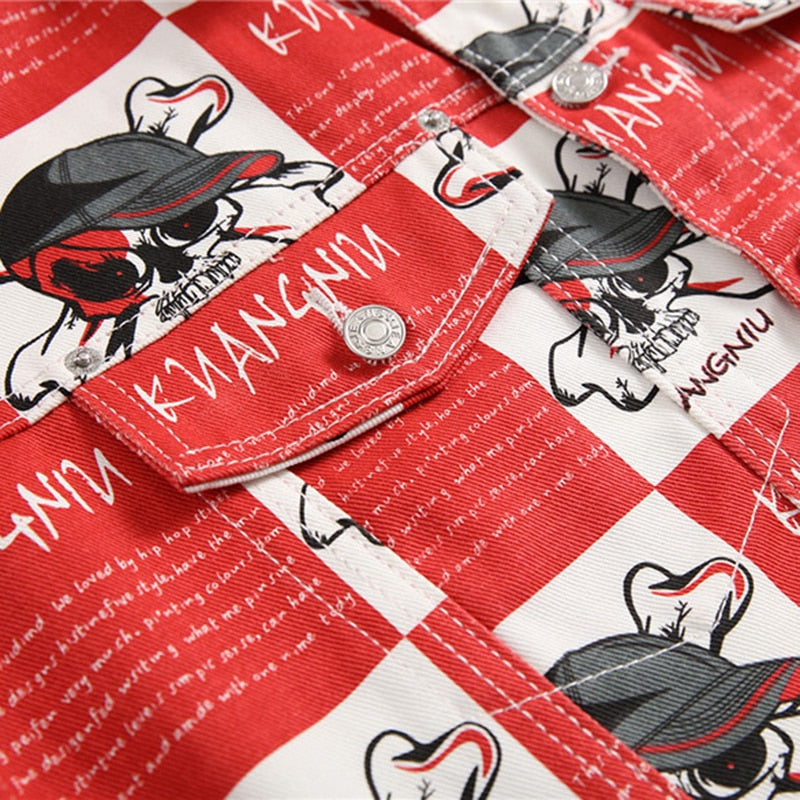 Veste à carreaux Skull pour hommes coupe vintage