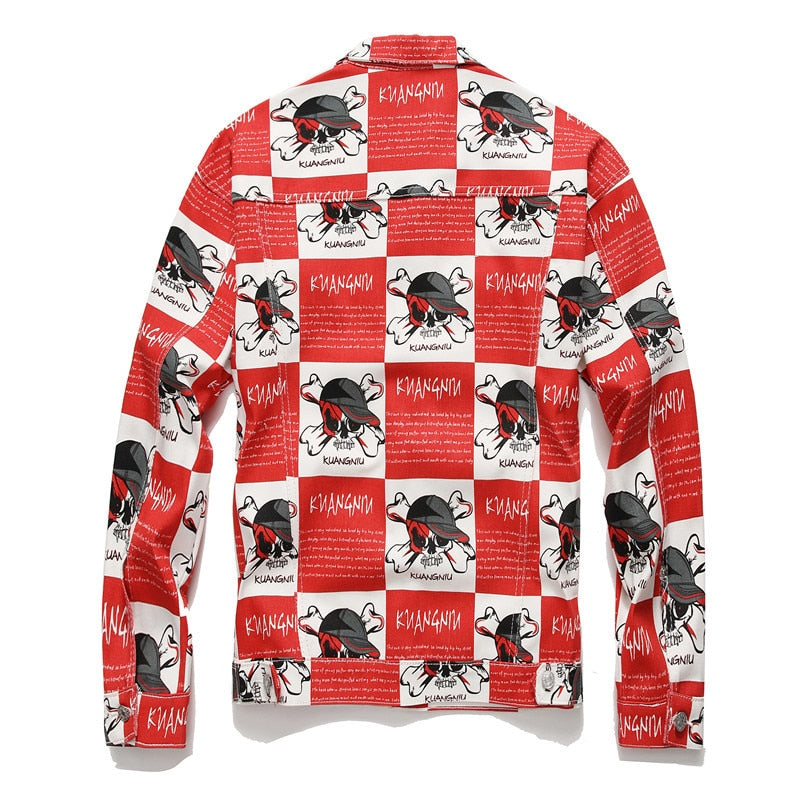 Veste à carreaux Skull pour hommes coupe vintage