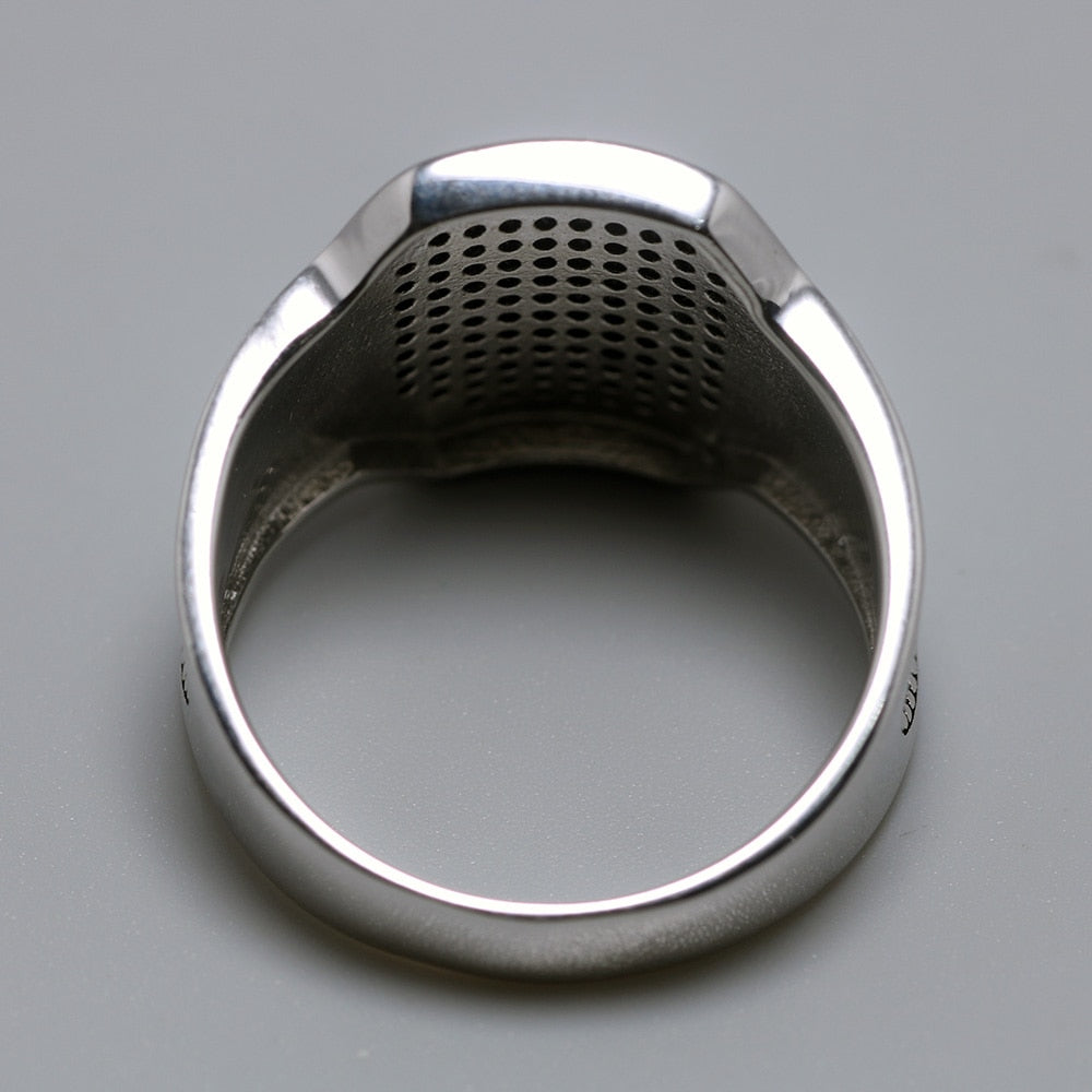 Silver Cool Retro with Black Stone Curved Design Men Fashion Rings