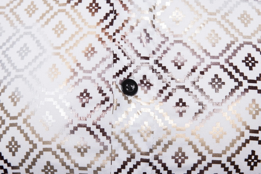 Black Gold Diamond Stamping Printed Long Sleeve Shirt