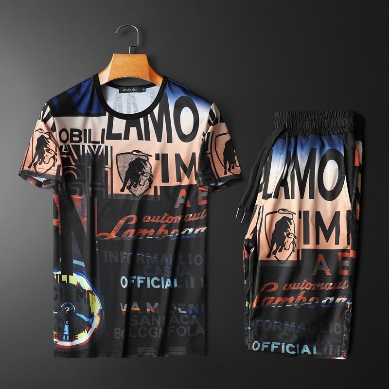 Letter Printed Rhinestone Decorated Short Tracksuit