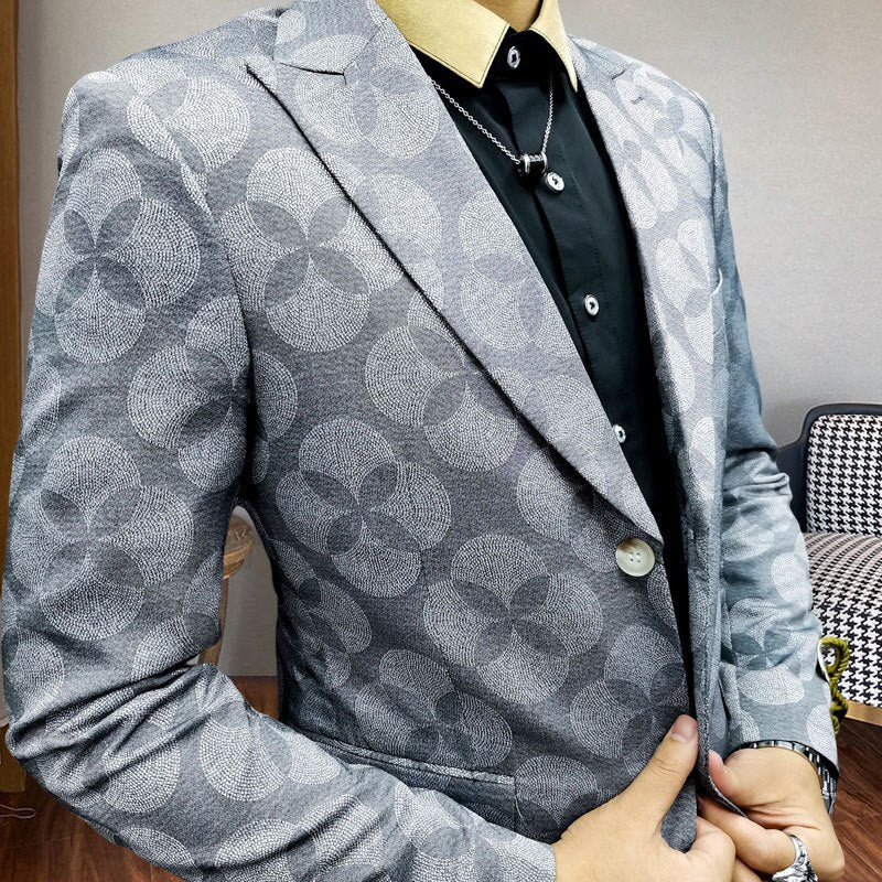 Printed Single Breasted Polyester Blazer