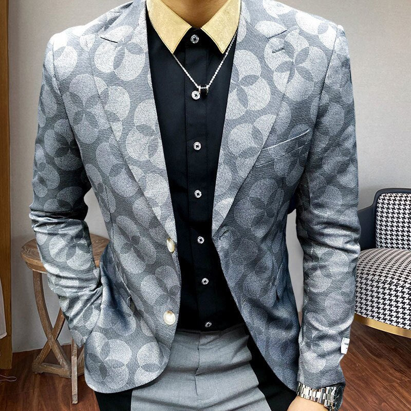 Printed Single Breasted Polyester Blazer