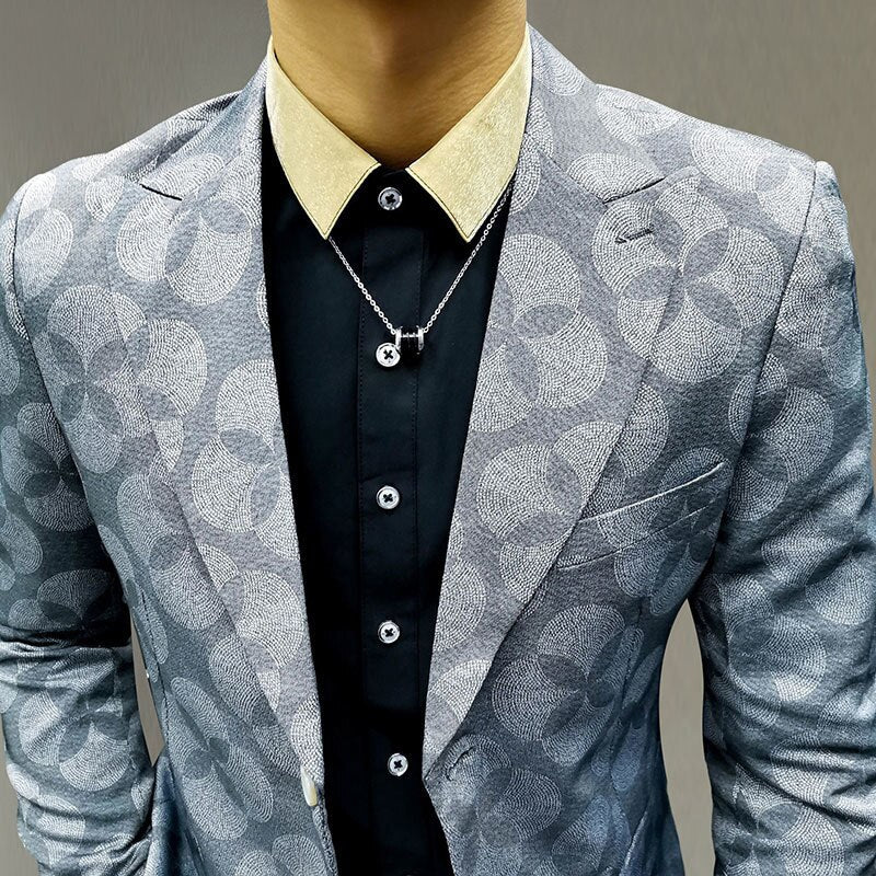 Printed Single Breasted Polyester Blazer