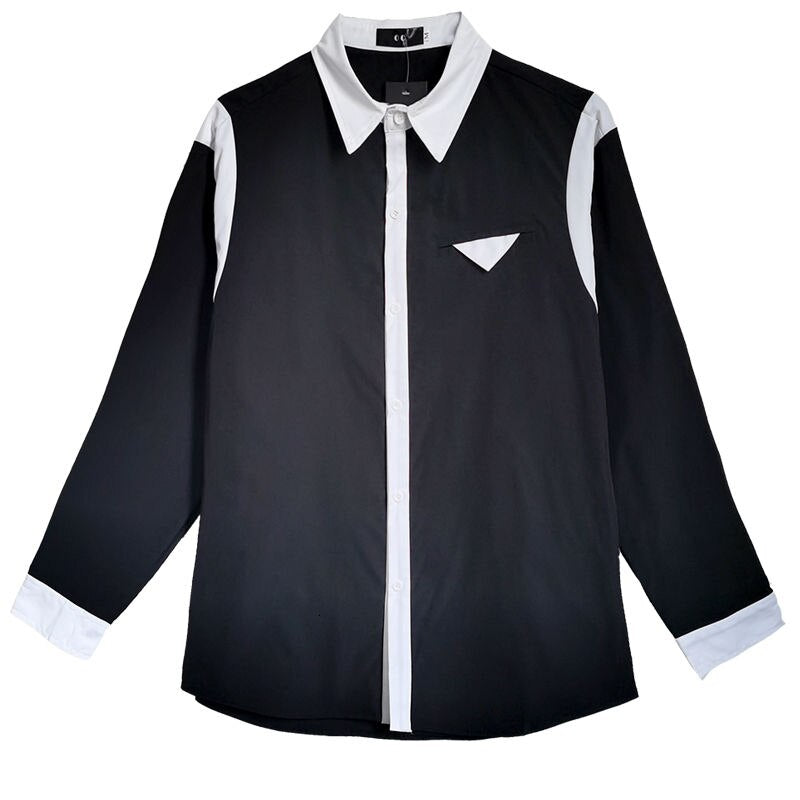 Two-tone Lines Decorated Long Sleeve Shirt