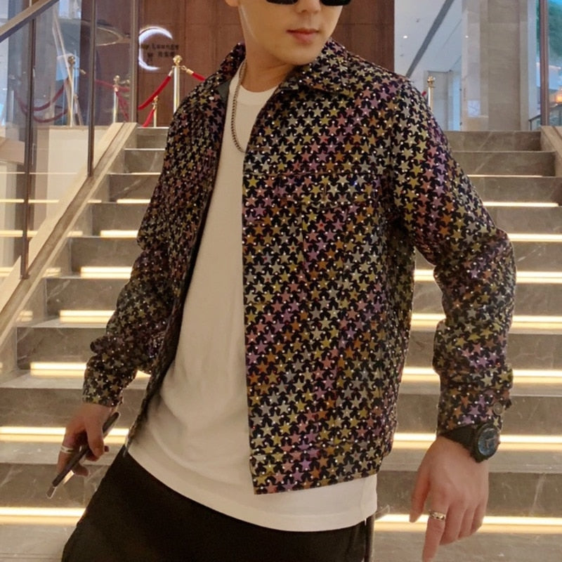 Star Printed Retro Street Jacket