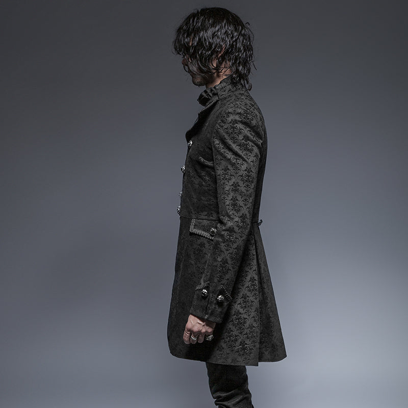 Gothic Double Breasted Crop Waist Men Long Costume Blazer