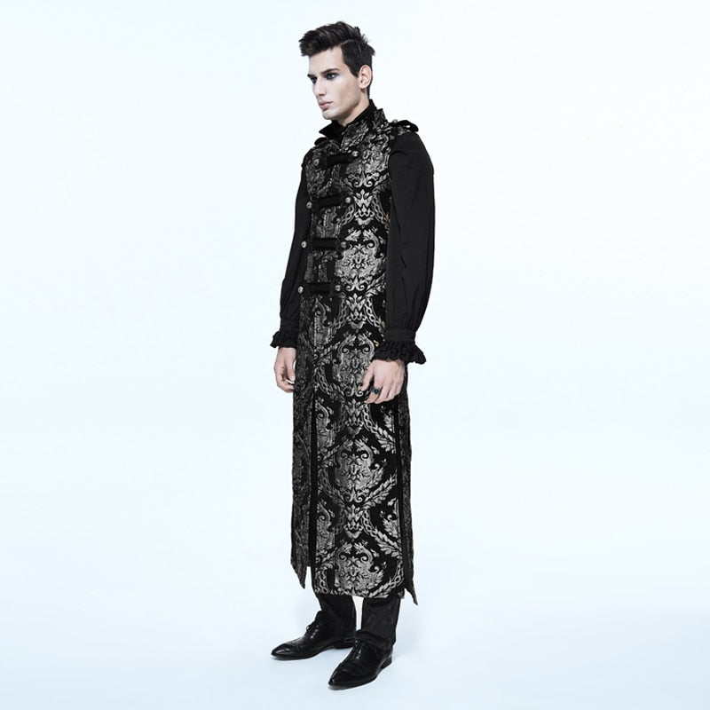 Gothic Victorian Sleeveless Long Vest Men Outerwear
