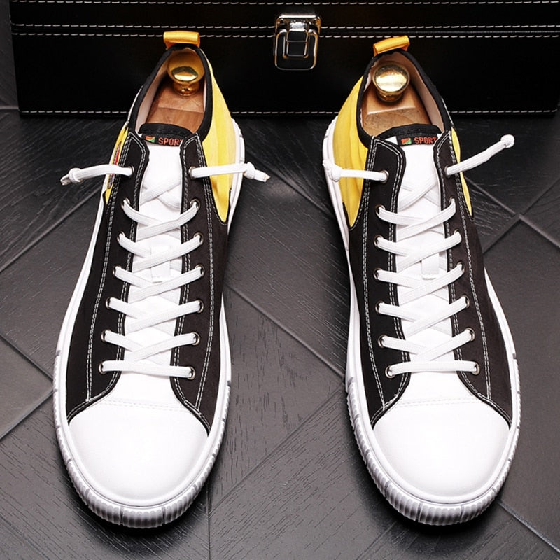 Cotton Fabric Casual Lace Up with Embroidery Detail Men Sneaker