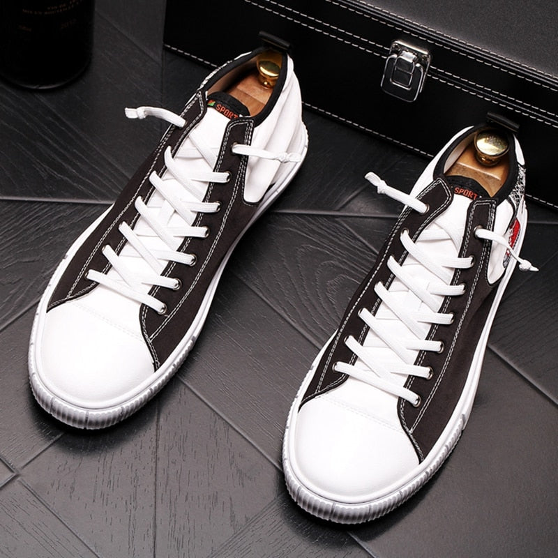 Cotton Fabric Casual Lace Up with Embroidery Detail Men Sneaker