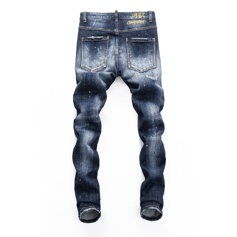 Urbane Solid Letter Embroidery Men Jeans