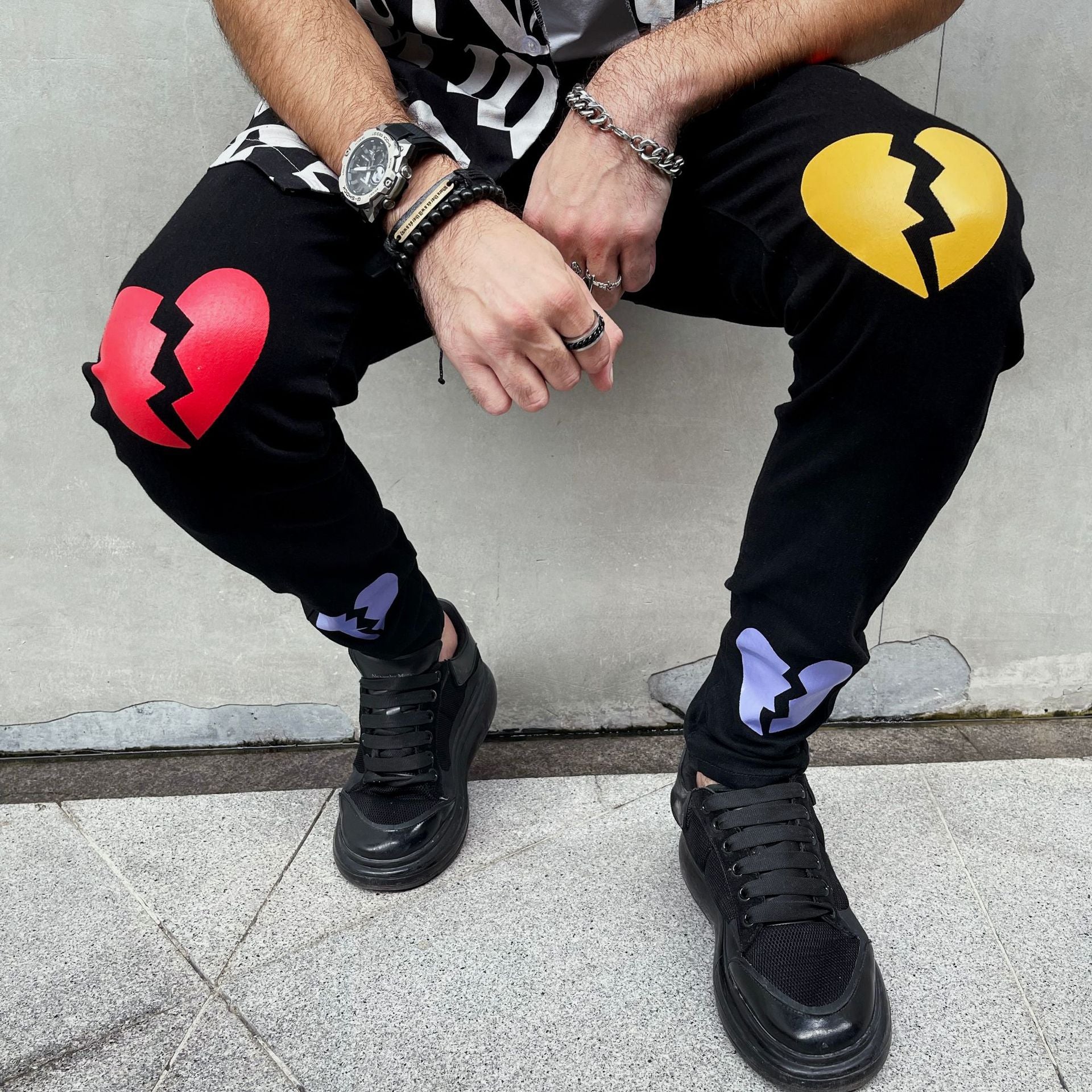 Street Heartbreak Printed Painted Jeans