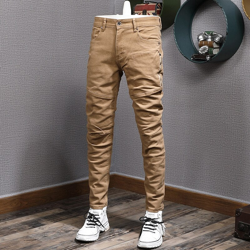 Camouflage Pattern Slim Fit Jeans