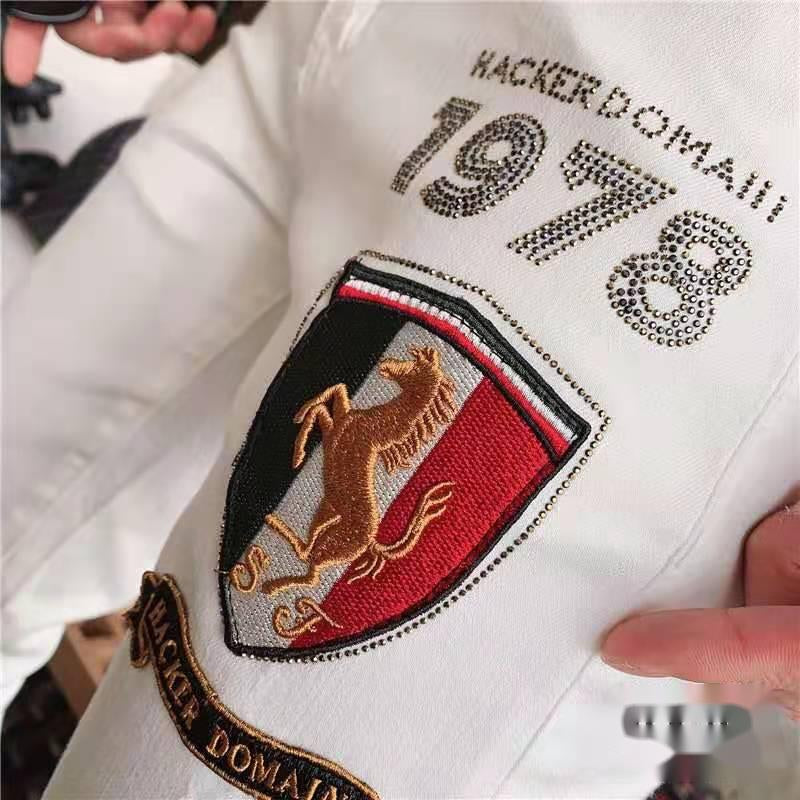 Bordado Emblema Rhinestone Decorado Jeans