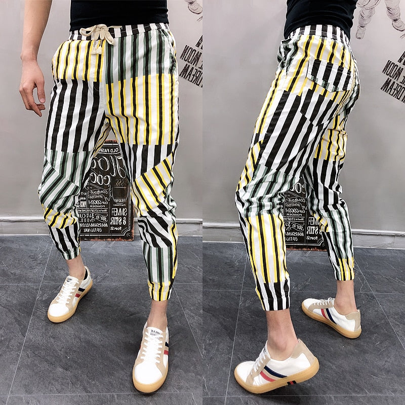 Mix Colors Stripes Streetwear Style Men Pants
