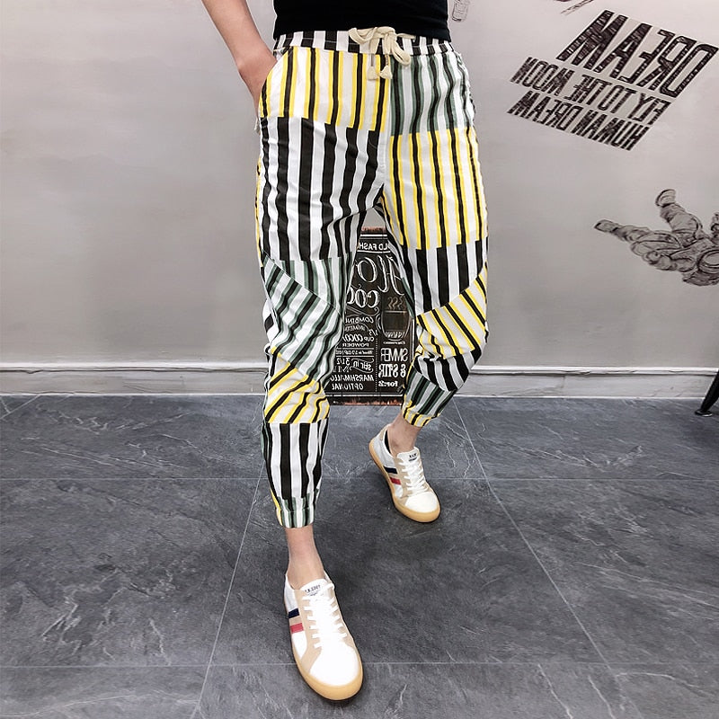 Mix Colors Stripes Streetwear Style Men Pants