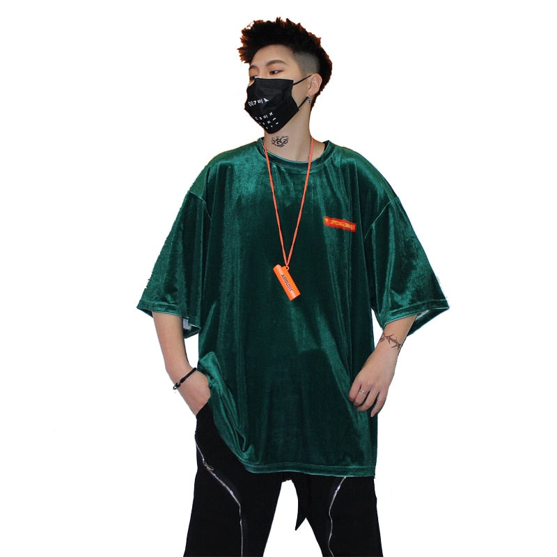 Loose Style O Neck Streetwear Hip Hop Style Men T-Shirt