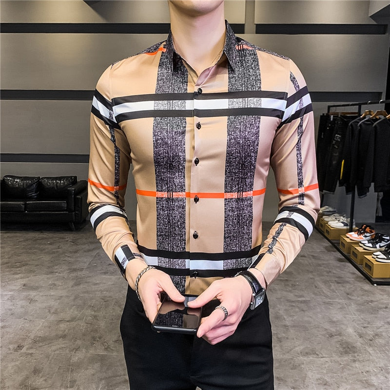 men long sleeve korean slim design dress shirt Classic Dress Shirt for Men Crystal Rhinestone Buckle Long Sleeve Slim Fit Korean Fashion Business Casual White Formale Shirts
