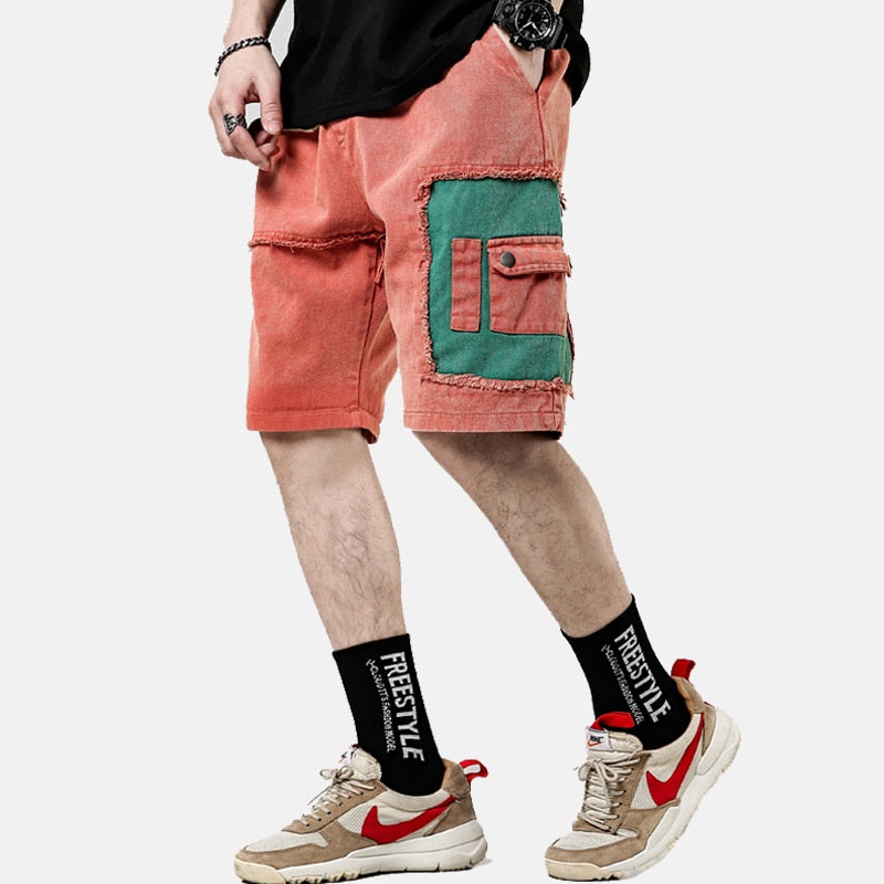 Summer Casual Patchwork Knee Length Men Shorts