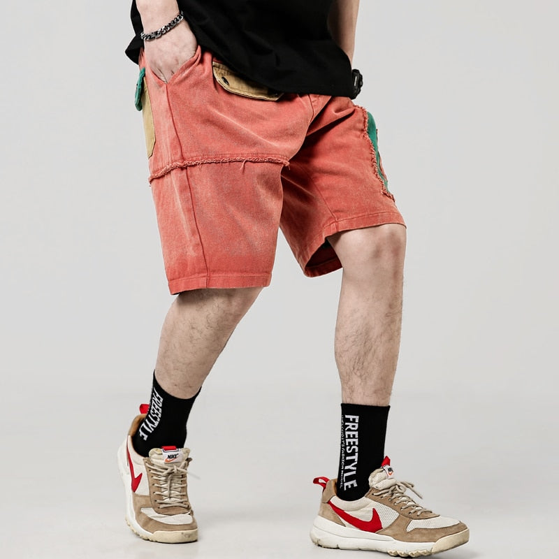 Summer Casual Patchwork Knee Length Men Shorts