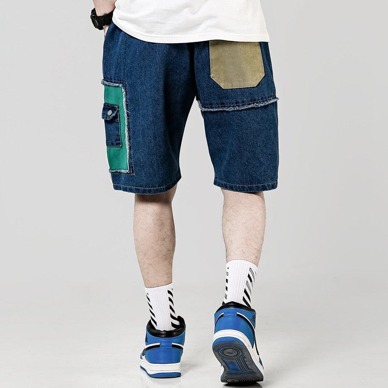 Summer Casual Patchwork Knee Length Men Shorts