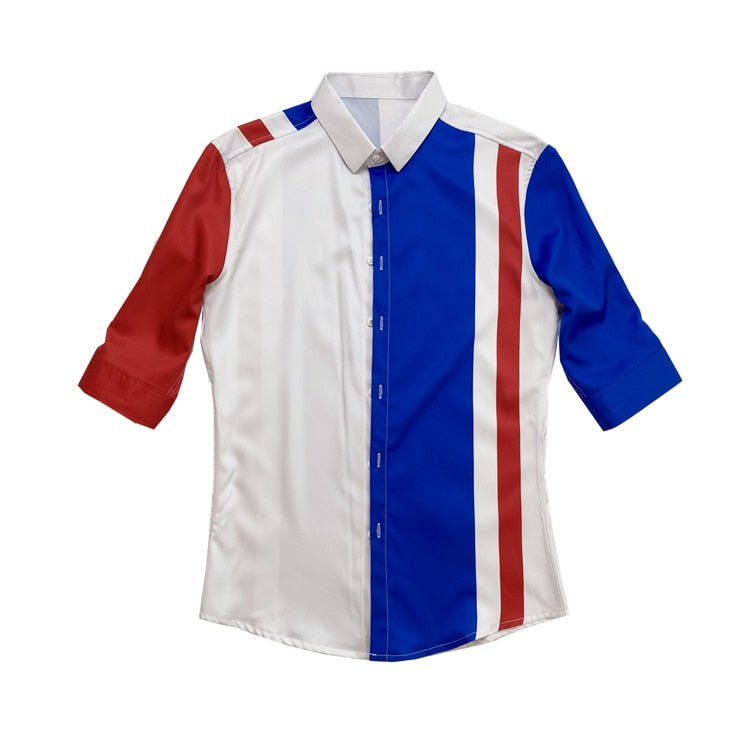 Blue White Red Stripes Color Shirt