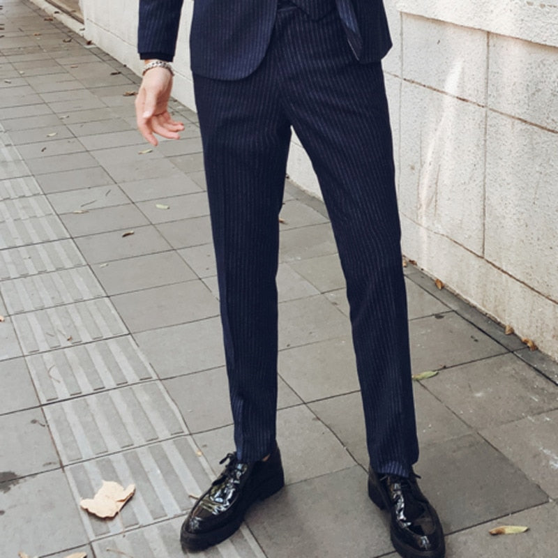 Stripe Slim Fit Dress Business Casual Style Hommes Pantalon