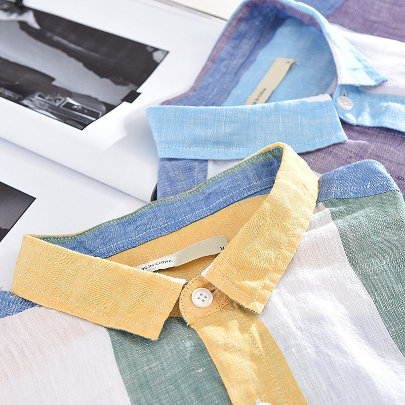 Chemise à manches longues multicolore à grosses rayures