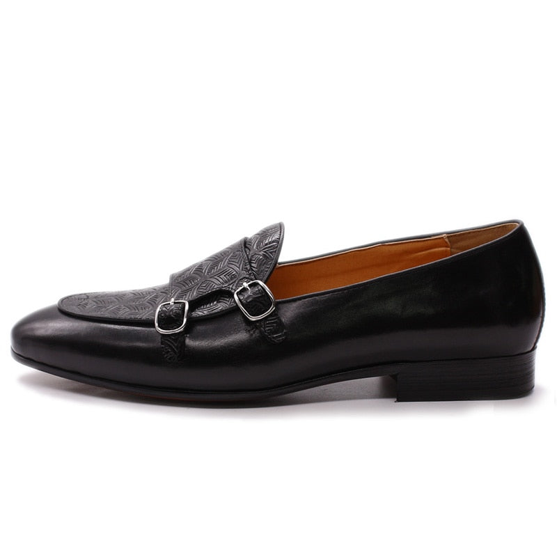 Black Leather Monk Shoes