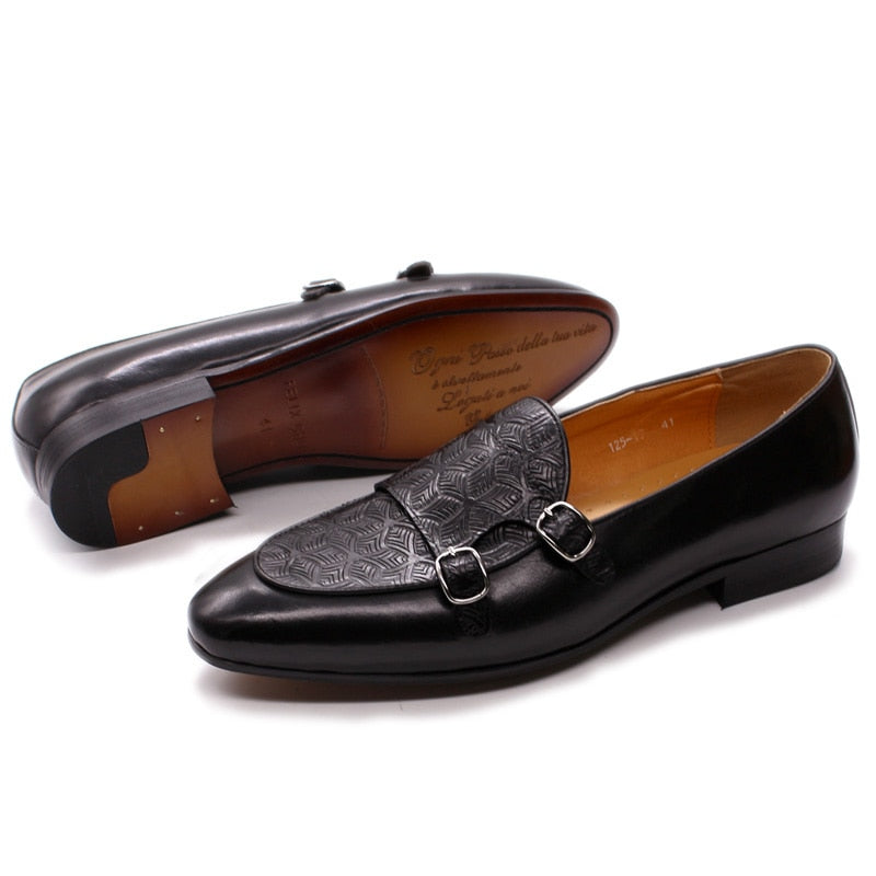 Black Leather Monk Shoes
