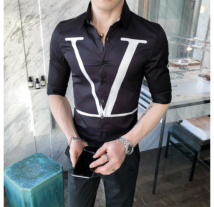 Around Waist V Letter Decorated Shirt