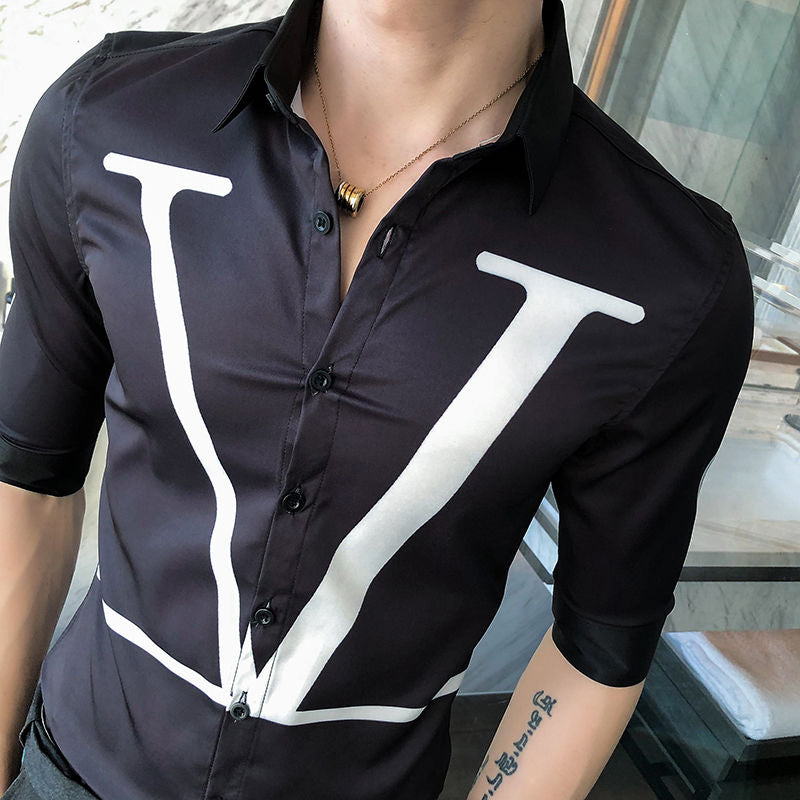 Around Waist V Letter Decorated Shirt