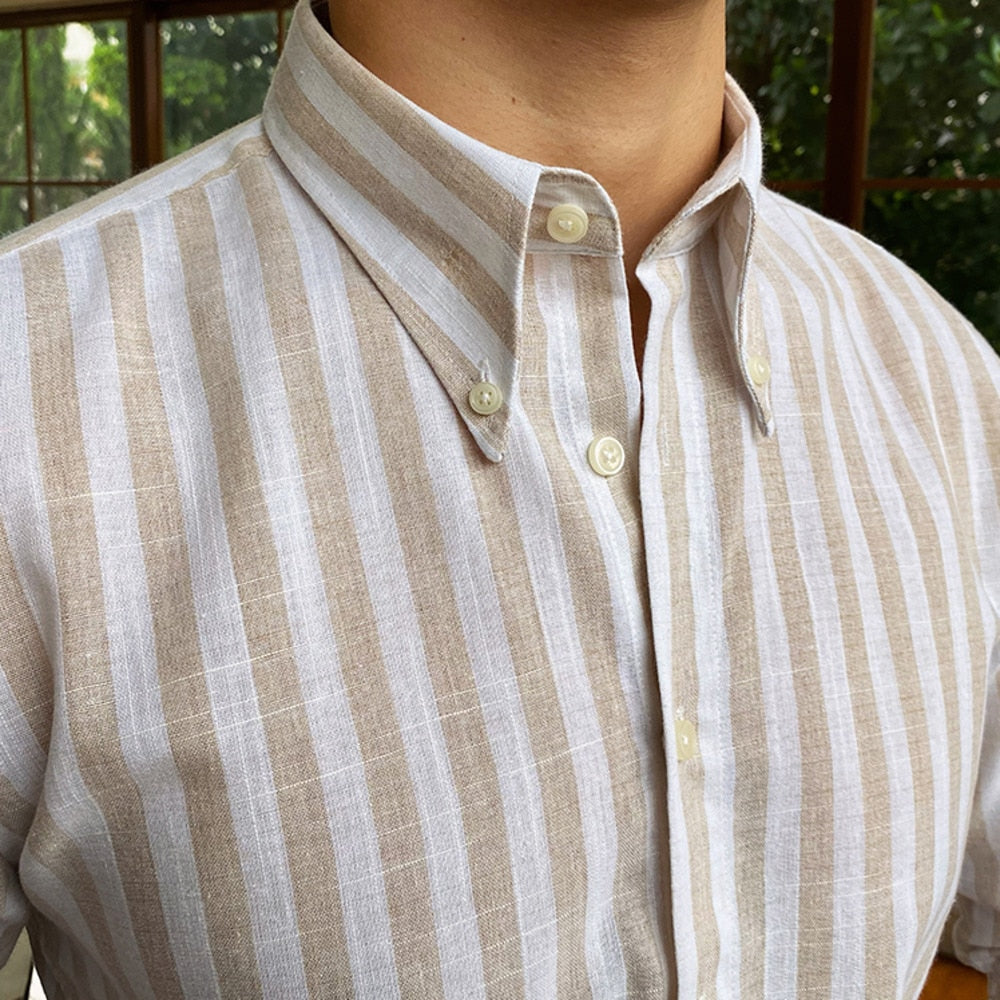 Summer Blue White Vertical Stripes Shirt