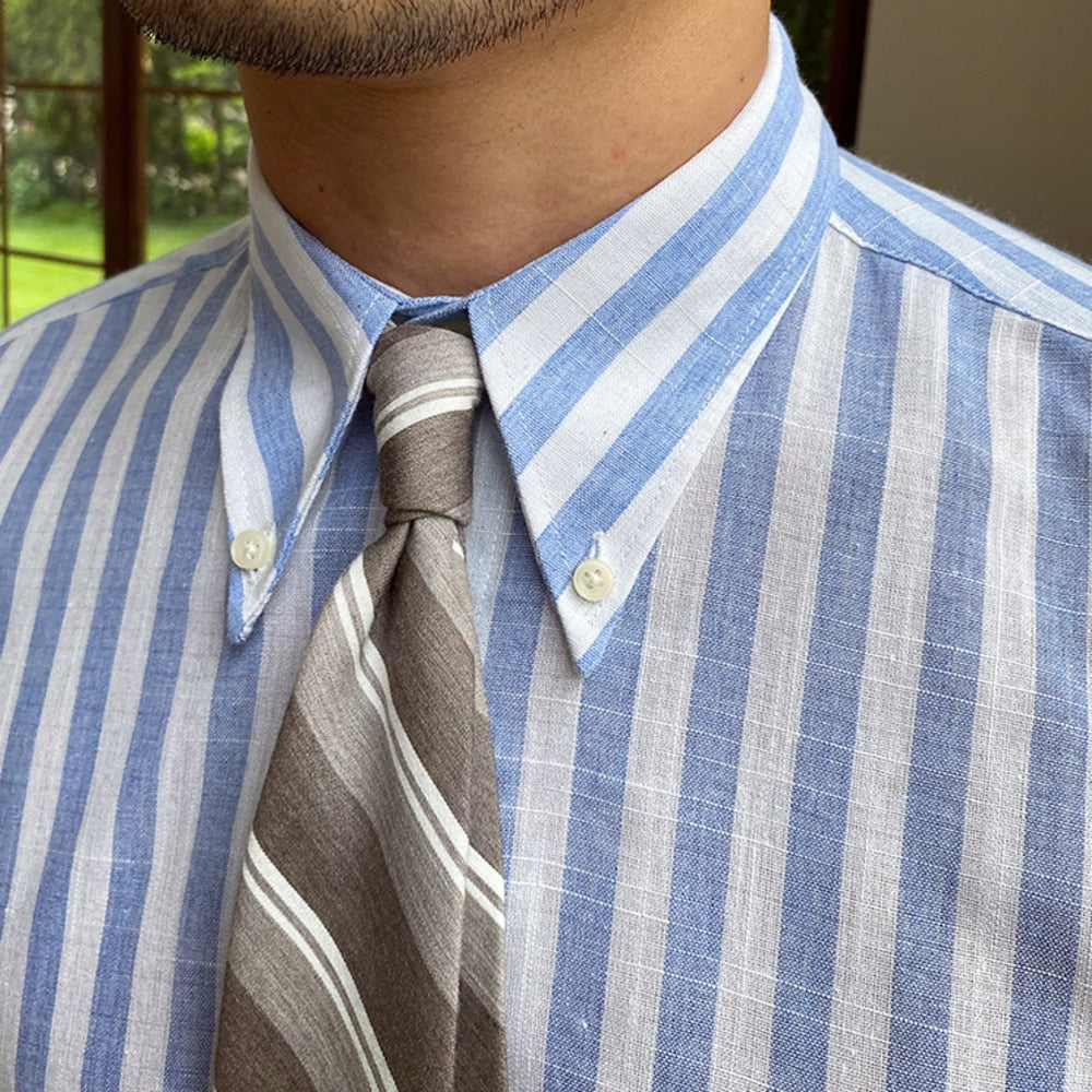 Summer Blue White Vertical Stripes Shirt