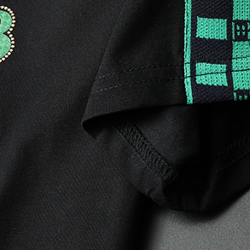 Modern Rhinestone Letters Print Man T-Shirt