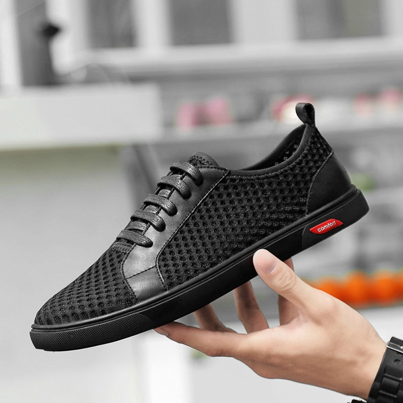 Sneaker pour hommes de style plat décontracté en maille confortable