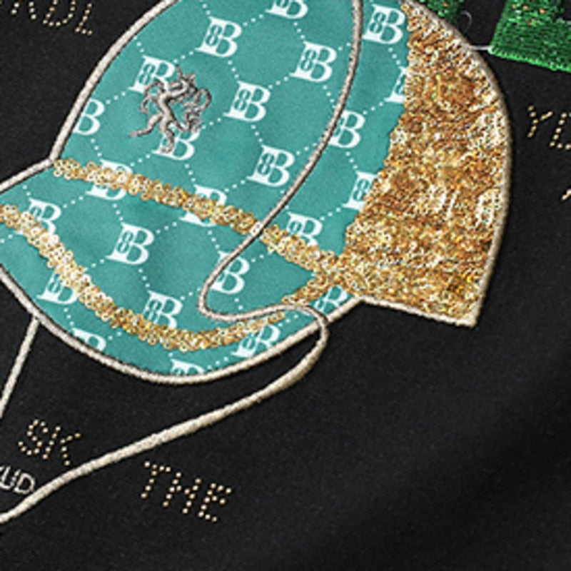 Embroidery Blink Hat Pattern Men T-Shirt