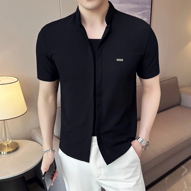 Casual Polyester Spandex Short Sleeve Shirt