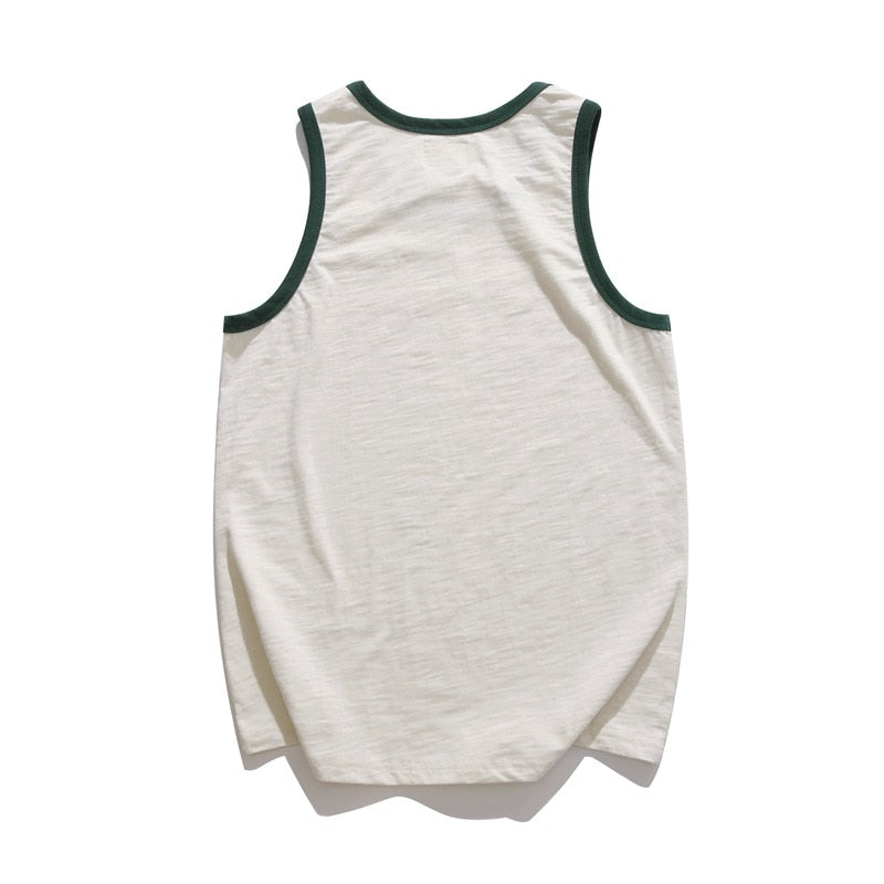 Camiseta sin mangas transpirable de estilo vintage con estampado de letras chinas