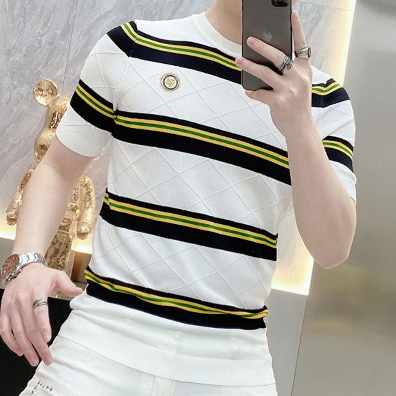 Stripes with O-Neck Design T-Shirt