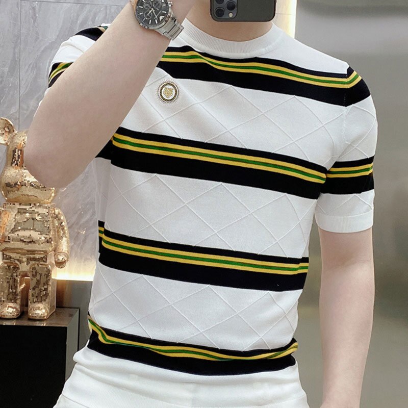 Stripes with O-Neck Design T-Shirt