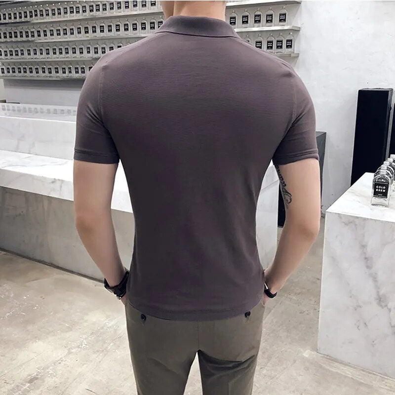 Solid Color Short Sleeve Polyester Polo Shirt